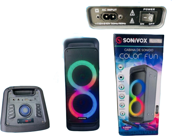 Parlante Altavoces de fiesta recargables para sonivox vs-ss2418, usb /radio fm /microfono / bluetooth 6.5x2 pulg img 2