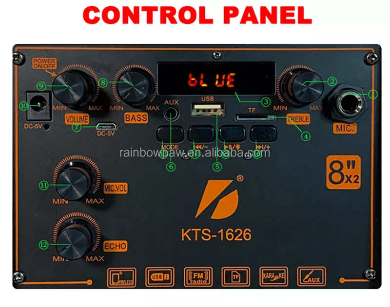 Parlante Altavoz Panel LED 8x2 pulg 65cm Tws/Sd/Usb/Bluetooth/Karoke KTS-1626 img 3