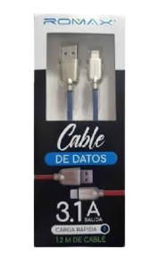 Cable De Datos Tipo Iphone De Carga Rapida 3.1A Mod. Tcd348 Marc. Romax