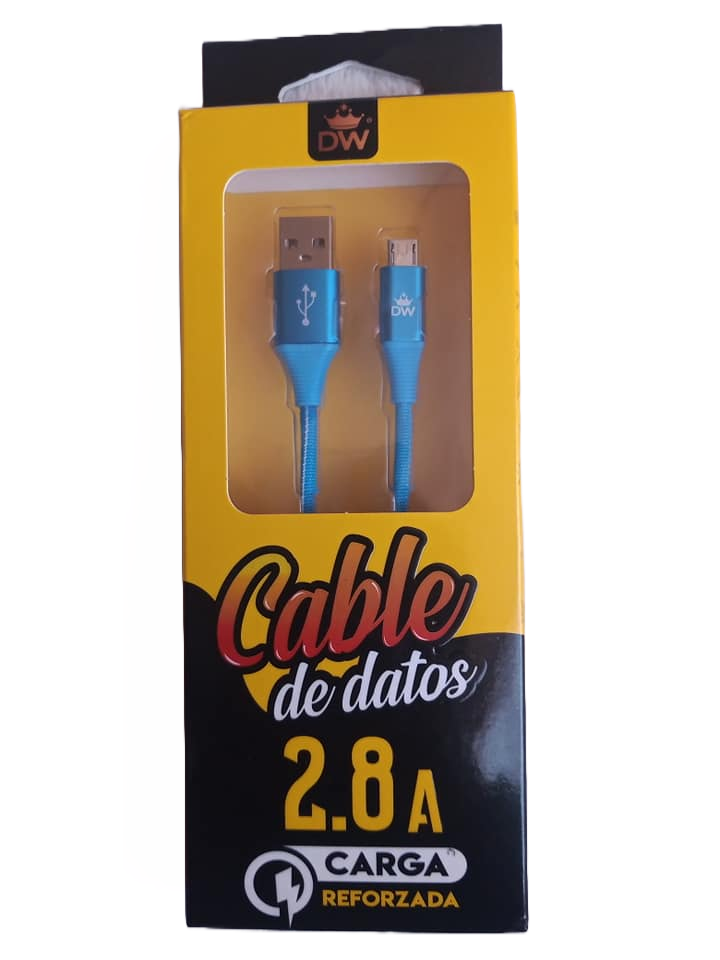 Cable De Datos Tipo V8 Micro Usb De Carga Rapida 2.8 A Marc. Dw Mod. Tcd246