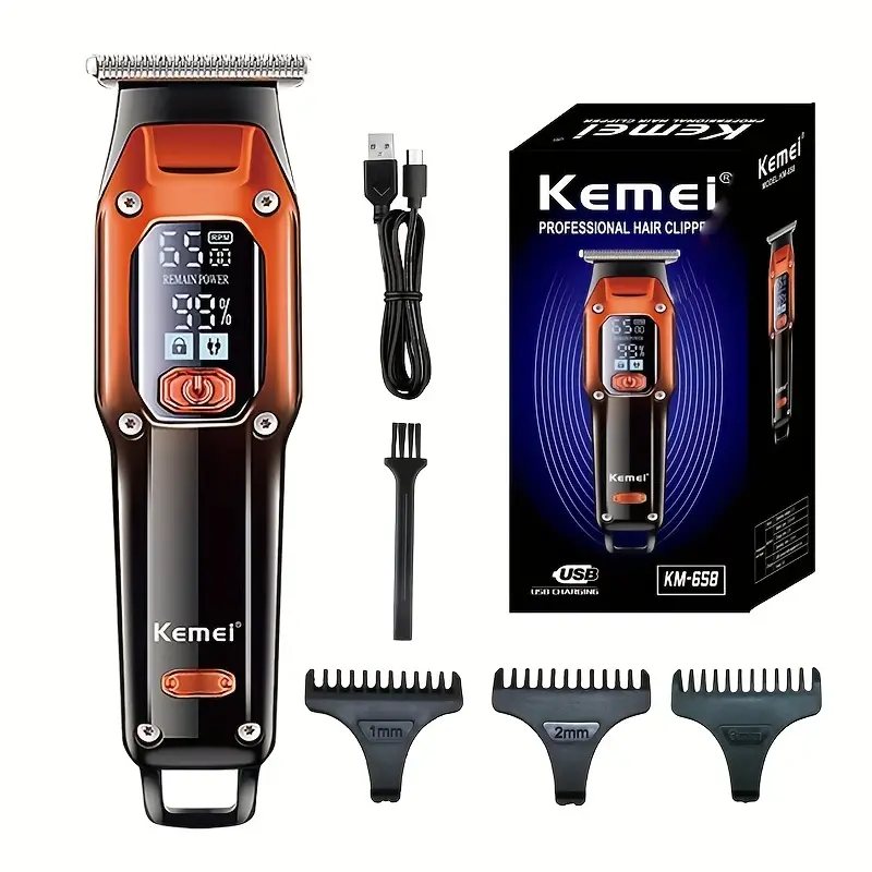 Recortadora De Cabello Barbero Profesional Máquina De Corte De Cabello Eléctrica Recargable - Kemei KM-658