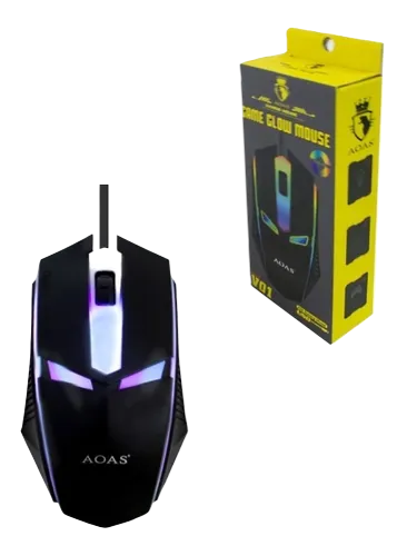 Mouse Alambrico Gamer Ergonomico Con Luz Led Multicolor V01 Marc. Aoas