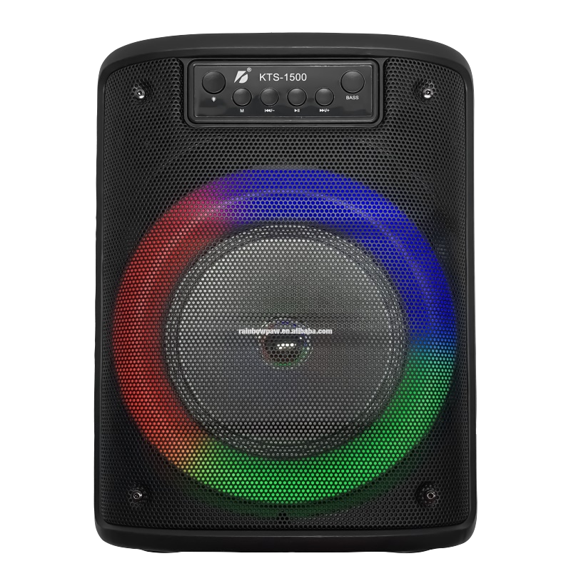 Parlante Kts-1500 Altavoz Inalámbrico Para Fiestas Al Aire Libre Altavoz Rgb De 8 Pulgadas Altavoz Potable Para Karaoke Con Radio Fm