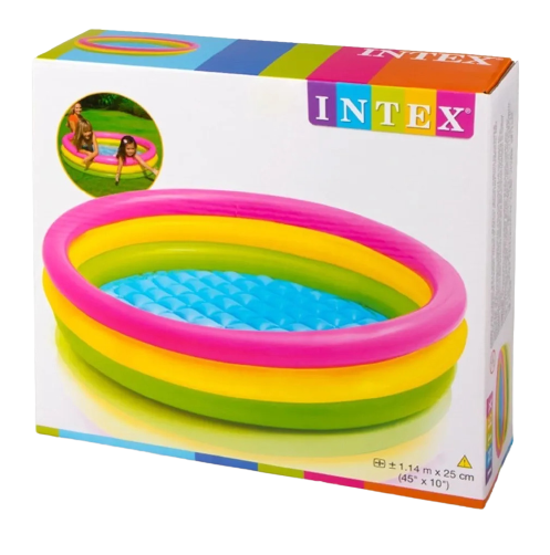 Piscina Intex Tricolor Base Acolchonada Medida 1.14Mx25Cm  - 2 Niños De 1-3 Años