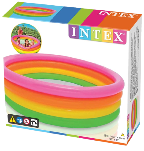 Intex 56441Np - Piscina Hinchable 4 Aros Colores 168 X 46 Cm,780 Litros  - 3-4 Niños De 3 Años A Mas