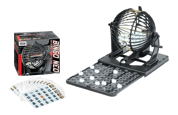 Bingo 90 Bolas Neo Machine Juego Mat. Plastico Con Metal Tamaño Mediano 