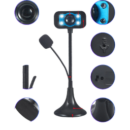 [0000000168] Webcam Con 480P , Webcam Con Usb Y Micrófono , Webcam Para Ordenador De Casa, Pc, Oficina, Estudio, Juego Con Infrarrojo