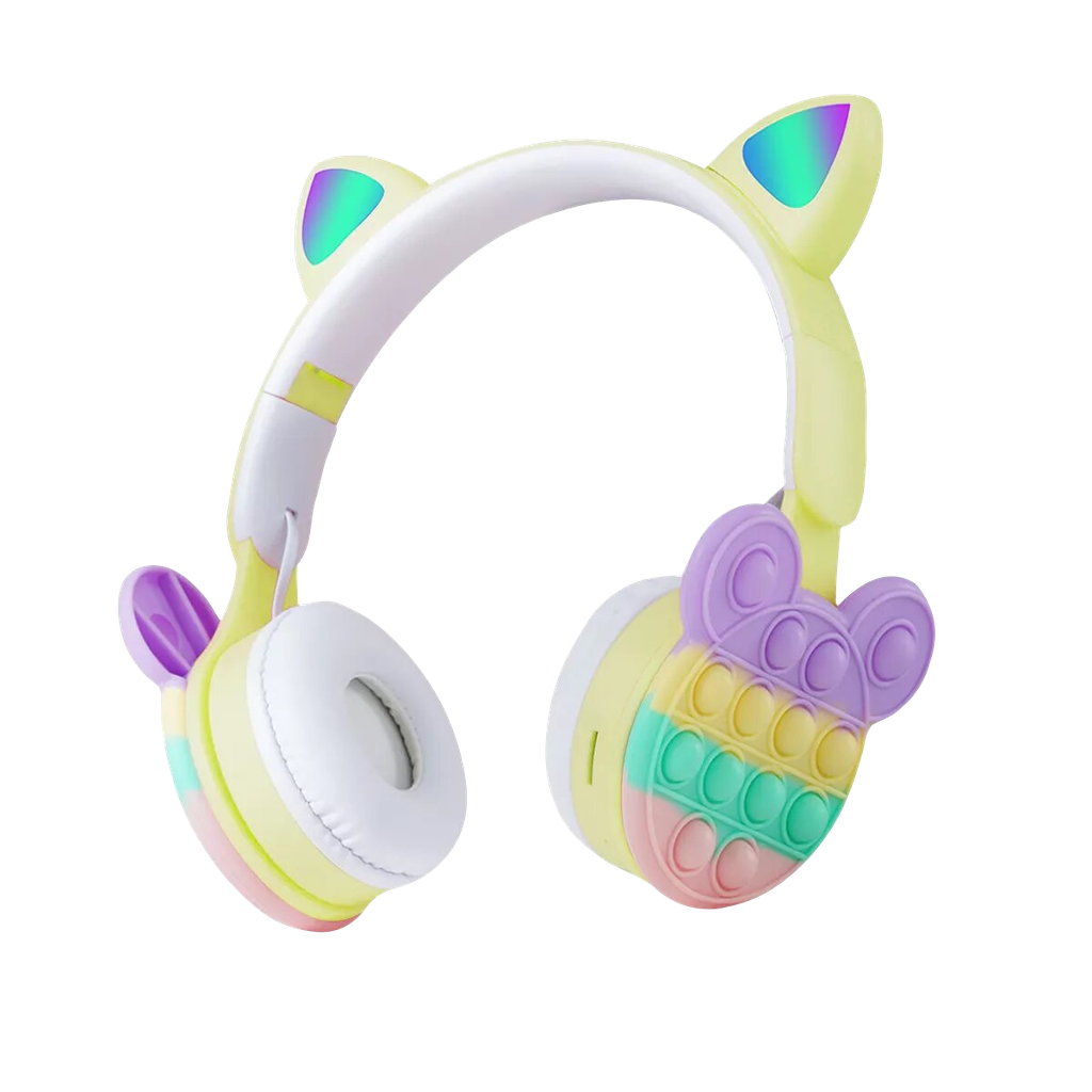 Auriculares Inalambricos Niños Vincha Orejas Gato Pop It Fm