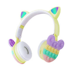 [0000000193] Auriculares Inalámbricos 5.0 Bluetooth Estéreo Burbuja Gato Oreja B30 Rainbow Pop It Silicona Mouse  Para Niños