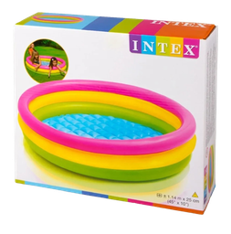 [0000000427] Piscina Intex Tricolor Base Acolchonada Medida 1.14Mx25Cm  - 2 Niños De 1-3 Años