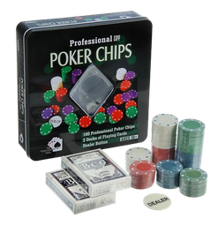 [0000000565] Professional Poker Chips-100 Fichas, 2 Decks Juego De Mesa.
